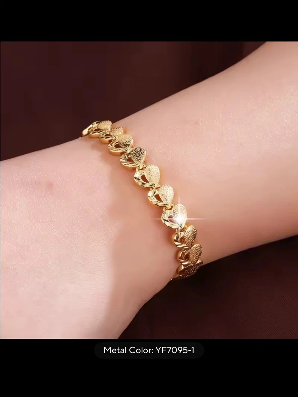 Gold Heart Link Bracelet for Women - Elegant Heart Chain